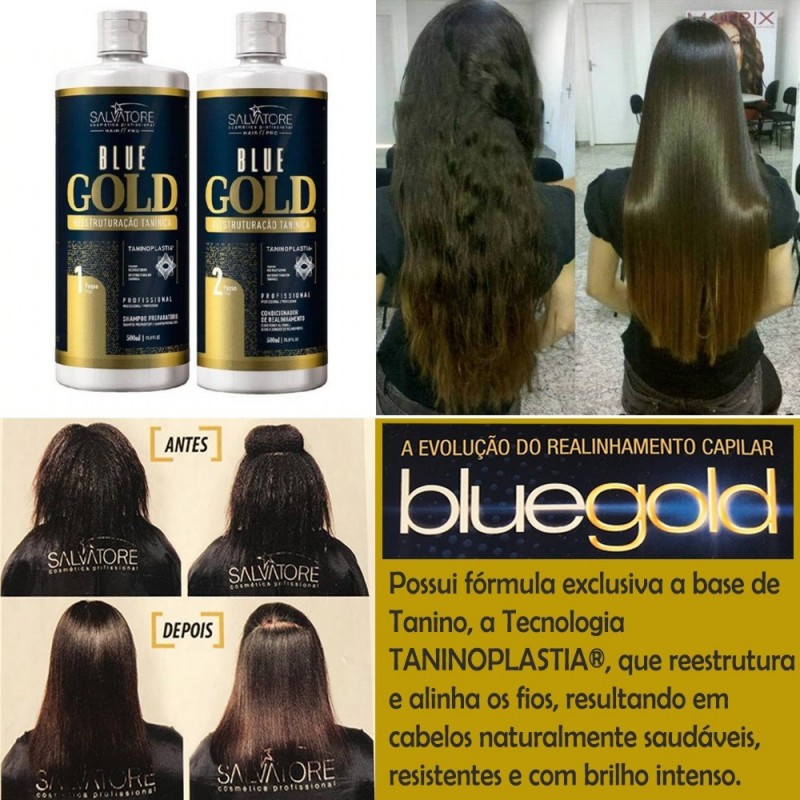 Bộ Duỗi Phục Hồi Keratin Salvatore Blue Gold - No Formaldehyde  - 500ml